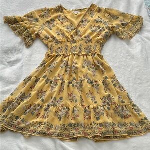 Max Studio Mustard Floral Midi Dress